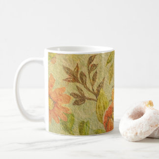 Caneca De Café Bonito Floral Watercolor Laranja