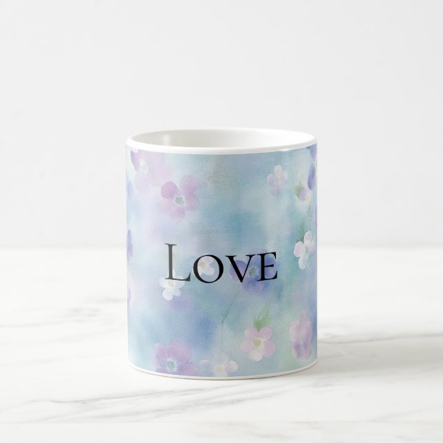 Caneca De Café Bonito Flores Brancas Roxas Amor (Centro)