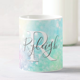 Caneca De Café Bonito Glitter Holographic Iridescente Girly