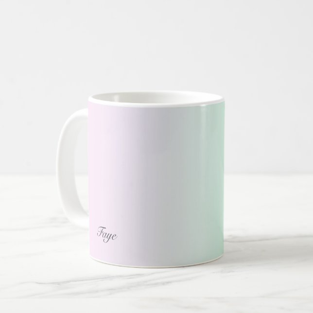Caneca De Café Bonito gradiente moderno - nome personalizado colo (Frente Esquerda)