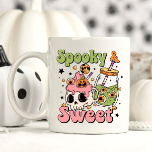 Caneca De Café Bonito Halloween Spooky e Doce Dizendo