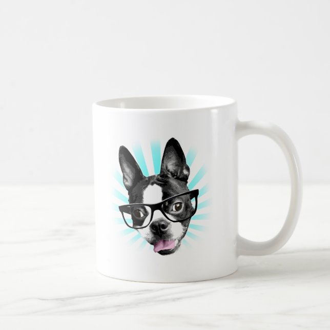 Caneca De Café Bonito! Hipster Boston Terrier (Direita)
