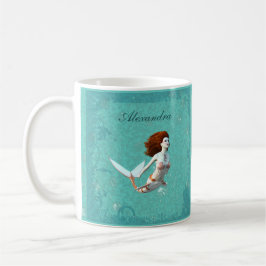 Caneca De Café Bonito Koi Mermaid Nadando Submarino