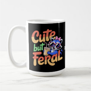 Caneca De Café Bonito Mas Feral Engraçado Adorável Guaxinim Retro