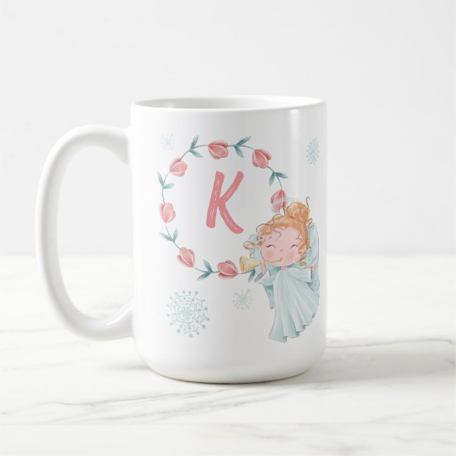 Caneca De Café Bonito Monograma Anjo Natal (Esquerda)