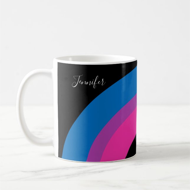 Caneca De Café Bonito Monograma de Bandeira do Orgulho Bissexual (Esquerda)