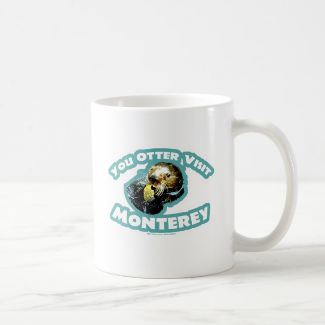Caneca De Café Bonito Monterey Otter Visite Viagem Divertido (Direita)