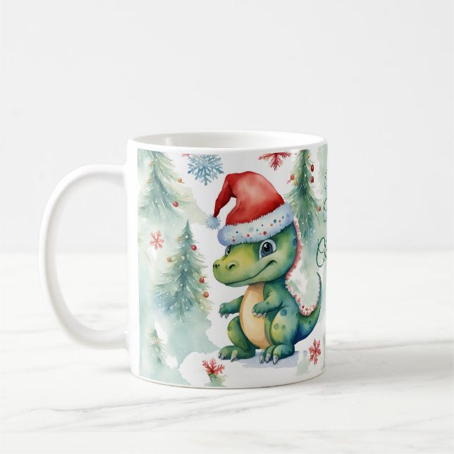 Caneca De Café Bonito Natal do Dinossauro (Esquerda)