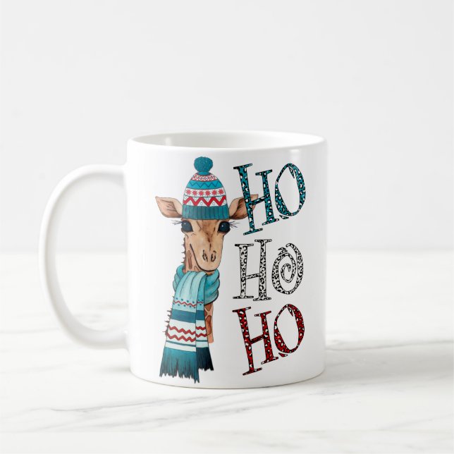 Caneca De Café Bonito Natal Ho Ho Giraffe Coffee Mug (Esquerda)