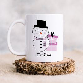 Caneca De Café Bonito Neve com Presentes de Natal Rosa
