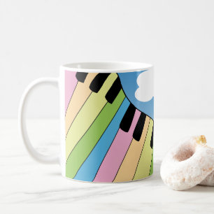 Caneca De Café Bonito Nuvens de Céu de Música do Teclado Piano