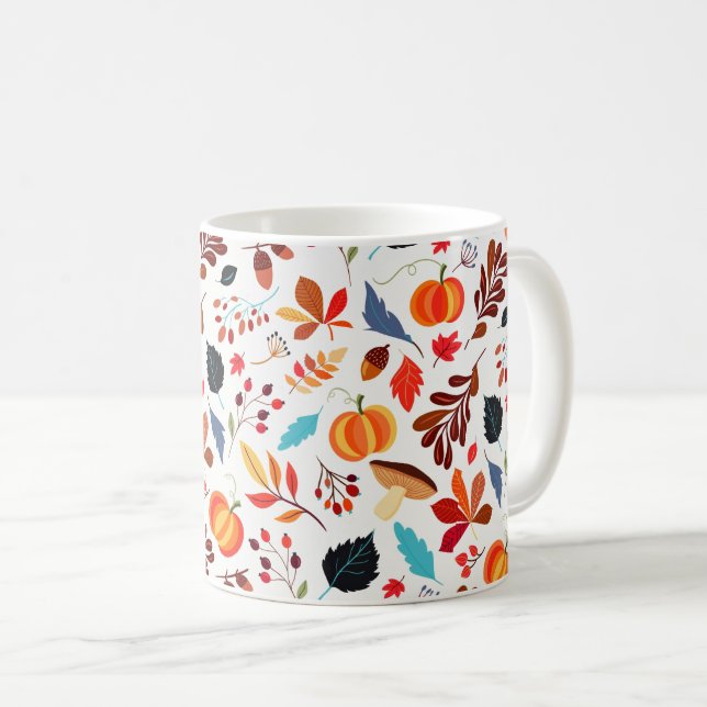 Caneca De Café Bonito Padrão de outono - (Frente Esquerda)
