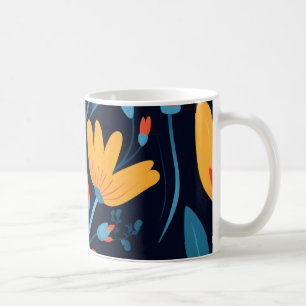 Caneca De Café Bonito Padrão Floral Preto Feminino