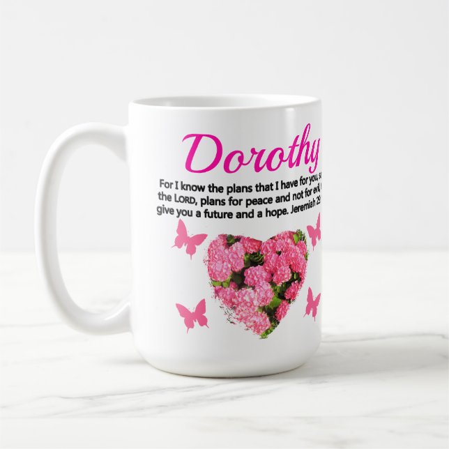CANECA DE CAFÉ BONITO PINK FLORAL PERSONALIZADO JEREMIAH 29:11 (Esquerda)