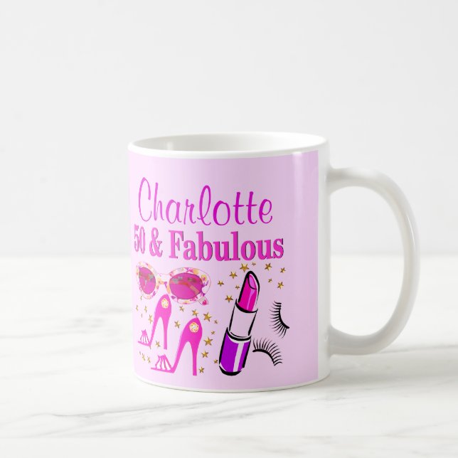 CANECA DE CAFÉ BONITO PINK PERSONALIZADO 50º ANIVERSÁRIO MUG (Direita)