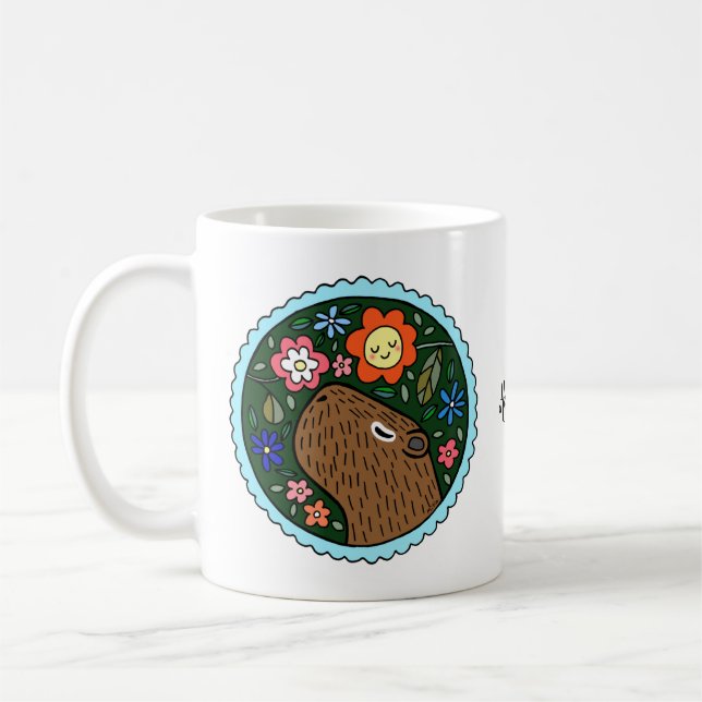 Caneca De Café Bonito presente de Arte Capybara Personalizado com (Esquerda)