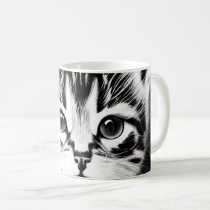 Caneca De Café Bonito presente de gatinho branco preto de gato