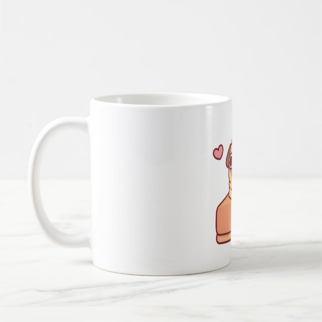 Caneca De Café Bonito Pug Na Torta De Abóbora Engraçado (Esquerda)
