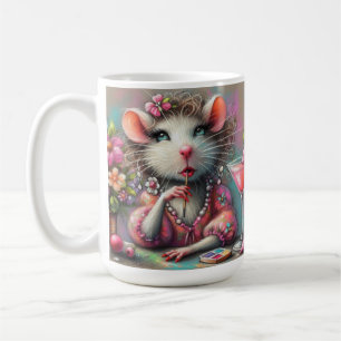 Caneca De Café Bonito Rat Lady Tendo um Martini Contemplando