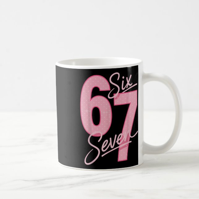 Caneca De Café Bonito Rosa 67 Seis Sete Mulheres Meninas Meme Div (Direita)