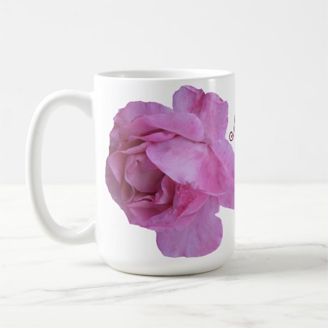 Caneca De Café Bonito rosa rosa Mãe floral simples na moda modern (Esquerda)