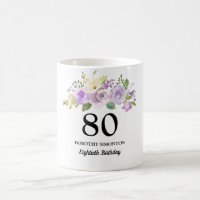 Bonito Roxa Floral Mulher 80 de Aniversário Presen
