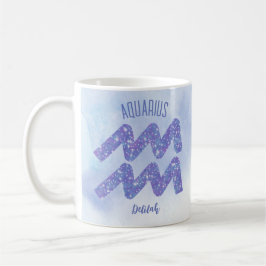 Caneca De Café Bonito Símbolo Astrologico Aquário Roxo Personaliz