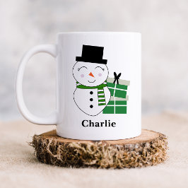 Caneca De Café Bonito Snowman com Presentes de Natal Verde