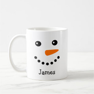 Caneca De Café Bonito Snowman Face Personalizado Nome Mug
