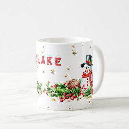 Caneca De Café Bonito Snowman Stars Nome Personalizado Cã de Nata