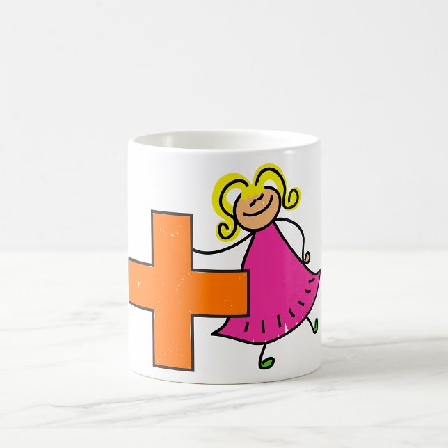 Caneca De Café Bonito Stick Figura Girl with Plus Sign (Criador carregado)