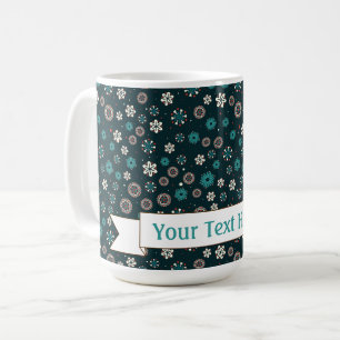 Caneca De Café Bonito Teal Aqua Red White Escandinava Flocos de N