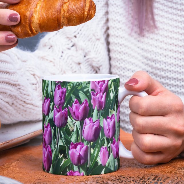 Caneca De Café Bonito Tulipas Roxas Floral (In Situ Food)