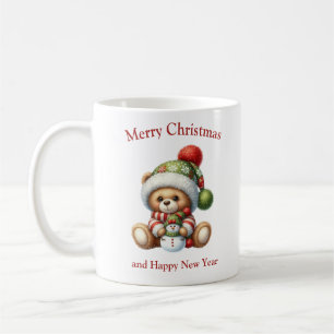 Caneca De Café Bonito ursinho de Natal, abraço maleta de boneco d