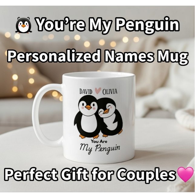 Caneca De Café Bonito, você é meu Casal personalizado pinguim (Criador carregado)