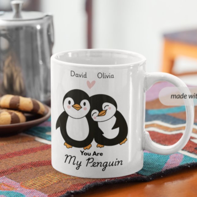 Caneca De Café Bonito, você é meu Casal personalizado pinguim (Criador carregado)