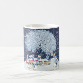 Caneca De Café Bonitos Bonecos de Neve Festivos em Aquarela