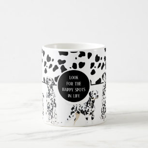 Caneca De Café Bonitos Dalmatianos Pontos Pretos e Brancos Felize
