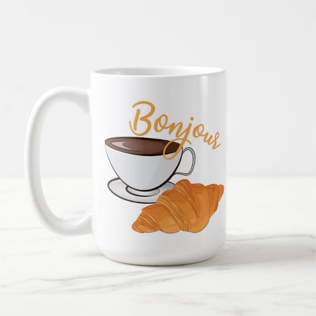 Caneca De Café Bonjour Croissant Coffee Breakfast - Café Francês (Esquerda)