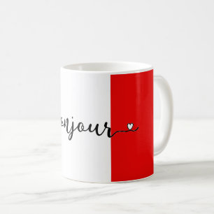 Caneca De Café Bonjour French Flag Colors