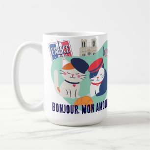 Caneca De Café Bonjour Mon Amour   Presentes de Gatos da Cultura 