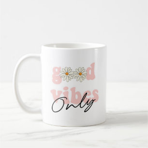 Caneca De Café Bons Vibes Apenas Slogan Hippie dos anos 70