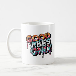 Caneca De Café Bons vibrações, citação motivacional