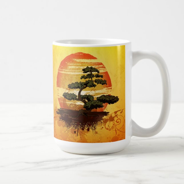Caneca De Café Bonsai Tree Sunset (Direita)