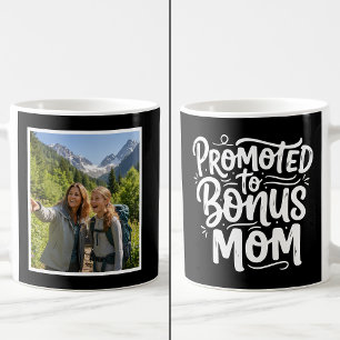 Caneca De Café Bônus Mãe Promovida Pincel Script 1 Foto Preto
