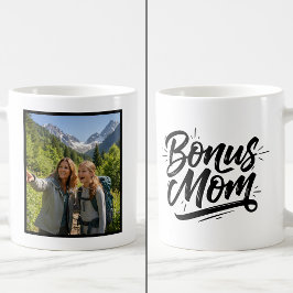 Caneca De Café Bonus Mom Brush Script 1 Custom Photo
