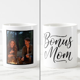 Caneca De Café Bonus Mom Elegant Cursive 1 Custom Photo