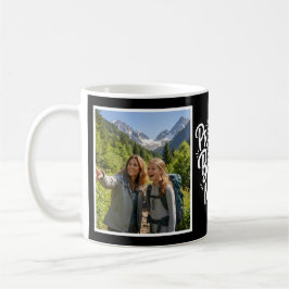 Caneca De Café Bonus Mom Promoted Brush Script Two Photo Black