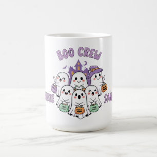 Caneca De Café Boo Crew Dois Nomes Halloween