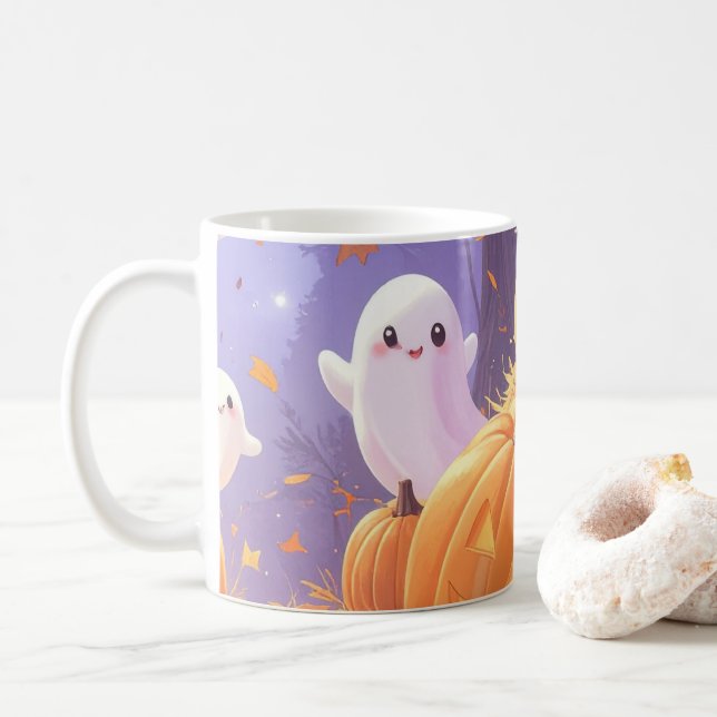 Caneca De Café Boo de Halloween Roxo (Com Donut)